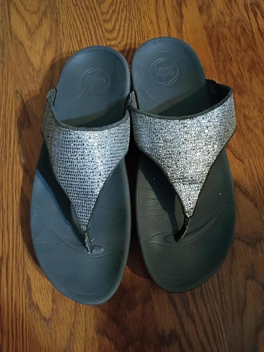 Fitflop Silver Glitter Thong Sandals